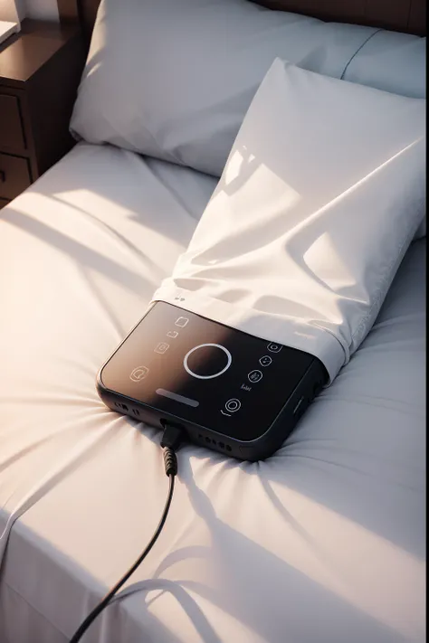 cell phones charging covered by sheet on bed