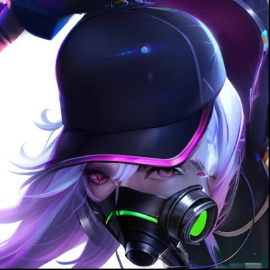 a woman with a gas mask and a hat on, kda, akali, ashe, avatar image, cyber noir, riven, artgerm jsc, style artgerm, ig model | artgerm, artgerm detailed, unknown artstyle, qiyana, artgrem, cybernatic, cyberpunk artm, leblanc