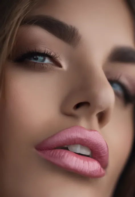 a close up of a woman with long hair and a pink lip, flickr, hyperrealism, very beautiful, with very thin lips, most beautiful woman on earth, portrait, most beautiful woman on earth, sexy lips