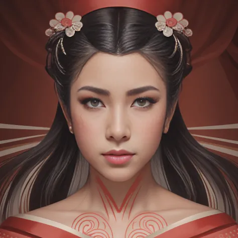 mulher arafed com um vestido preto e branco e maquiagem vermelha, Retrato da gueixa, Retrato de uma gueixa bonita, Retrato de uma gueixa, detailed face of a asian girl, Gueixa da beleza, in illustration style digital, gueixa glamourosa e sexy, female geish...