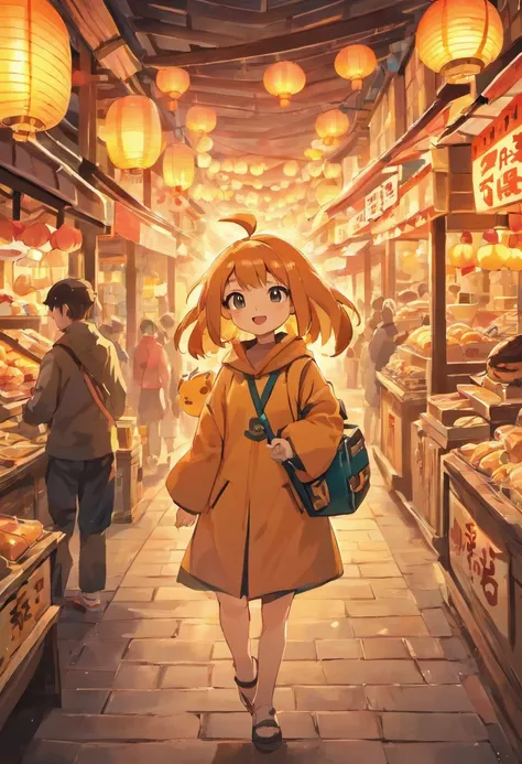 (best quality,4k,8k,highres,masterpiece:1.2),ultra-detailed,(realistic,photorealistic,photo-realistic:1.37),a whole bunch of Pokemon,shopping and selling products in a Japanese street market,lit by lanterns,and the setting sun,illustration,medium,colorful ...