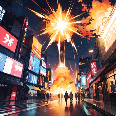 Background with、big explosion、street