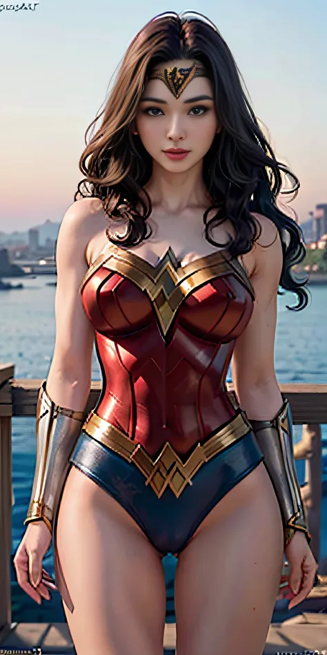 wearing wonder_woman_cosplay_outfit, in front of a sky, 
good hand, 4k, high-res, masterpiece, best quality, head: 1.3, ((Hasselblad photography)), finely detailed skin, sharp focus, (cinematic lighting), night, soft lighting, dynamic angle, [:(detailed fa...