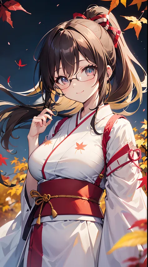 ((masutepiece)), ((Best Quality)), (Ultra-detailed), ((kawaii)), Cute, (lovely), (((Colored leaves))), ((Extremely detailed)), 4K, (8K), Best Quality, (Beautiful), Anime style, Upper body, full body focus, mont, Daytime, Autumn, Cute little girl s, 1girl i...