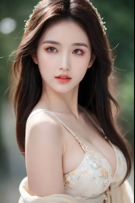 ((Best Quality, 8k, Masterpiece: 1.3)), Focus: 1.2, Perfect Body Beauty: 1.4, Buttocks: 1.2, ((Layered Haircut)), (Wet Clothes: 1.1), (Rain, Street:1.3), (Breasts: 1.2), (Hanfu: 1.2), Bare Shoulders, Bare Legs, Highly Detailed Face and Skin Texture, Fine E...