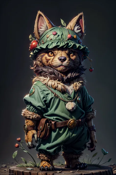 There is a bear that is dressed as an apple, Lindo arte digital detallado, Adorable pintura digital, Lindo arte digital, lindas ilustraciones detalladas, Linda criatura del bosque, furry fantasy art, Teemo, Teemo de League of Legends, linda criatura, Arte ...