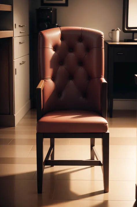 A chair alone in a room + ultra realistic + ultra realistic details + cinematic style + 8k + ultra realistic lighting