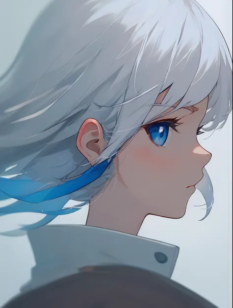 white hair, girl, profile picture, blue eyes