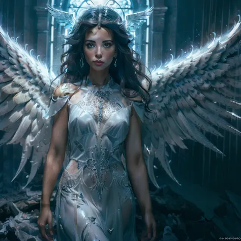 (((corpo inteiro))) ANGELIC WONDER, NASCIDO DA LUZ, ANJOS ALADOS:, SKY SENT, master part, altamente detalhado, fotorrealista, high resolution, forma espectral, Cinematic Noir Lighting, Fotorrealismo surreal, detalhamento forte