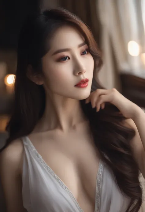 Woman sexy long hair Korean big exposed