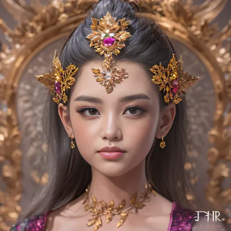 32K（tmasterpiece，k hd，hyper HD，32K）short detailed hair，Gold jewelry area ，Flame Girl ，Copper Protector （realisticlying：1.4），Python pattern robe，Purple-pink tiara，Snowflakes fluttering，The background is pure，Hold your head high，Be proud，The nostrils look at...