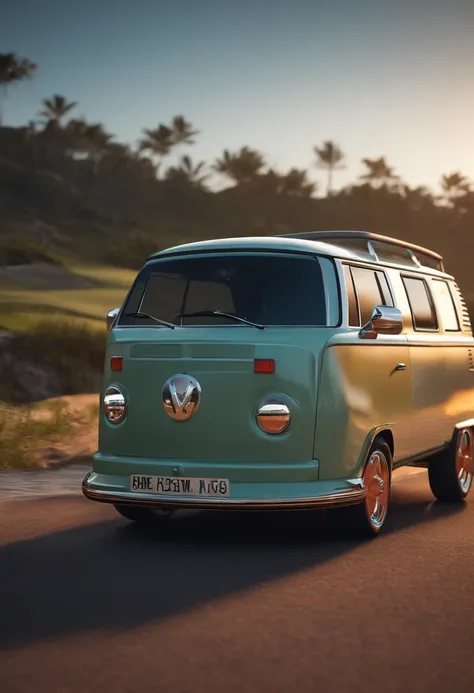 Carro de corrida golf nas praias, forza horizon, golf, kombi, van, 4k, ultra realista