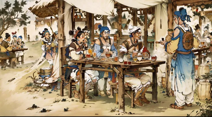 A table of bandits made together to drink