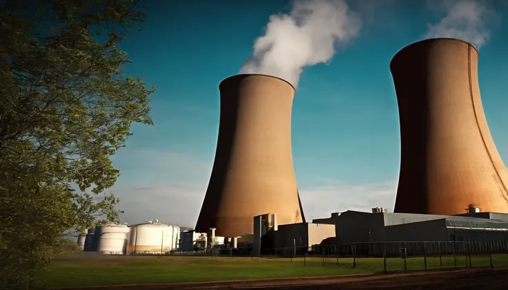 Realistic nuclear power plant sewage emission exhaust gases