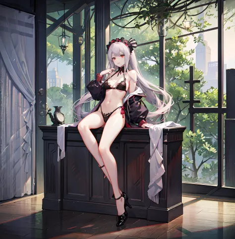 Prominent masterpiece, top-quality illustrations, extremely high quality, high-level image quality, extremely sensitive writing: bondage, chained up, anime hair, droll, spreading legs, anime, sexy, sun lighting, trees