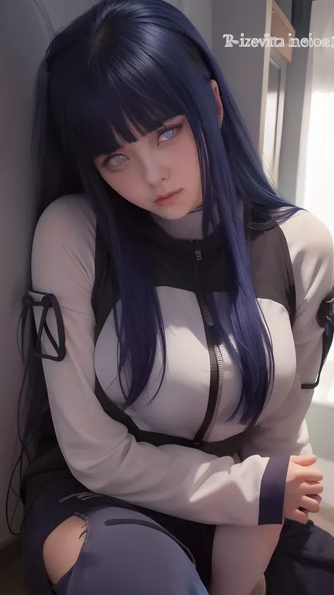 Hinata hyuga A woman was sitting in a room. He seemed to be wearing a silver colored shirt. And dark blue. He has blue hair. A long one. Straight. Unraveling. No strings attached. He had a white as snow. And rosy cheeks. And those little red lips. He was l...