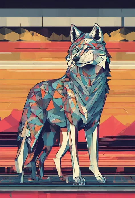 (nvinkpunk:1.2) (snthwve style:0.8) wolf, anthro, lightwave, sunset, intricate, highly detailed