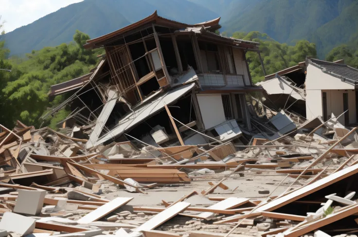 earthquakes、Earthquake、collapse、destruction、Broken house、Broken Bill