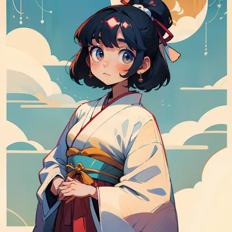 super cute girl in traditional japanese clothes