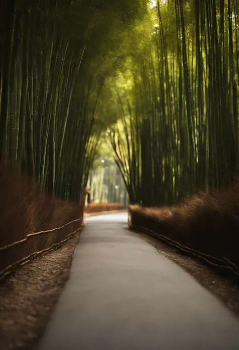 Bamboo bush、One straight road、oblong、Sunshine、