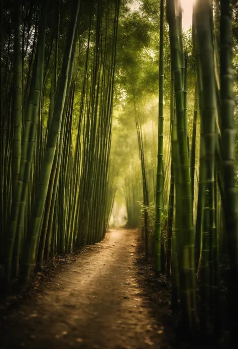 Bamboo bush、One straight road、oblong、Sunshine、