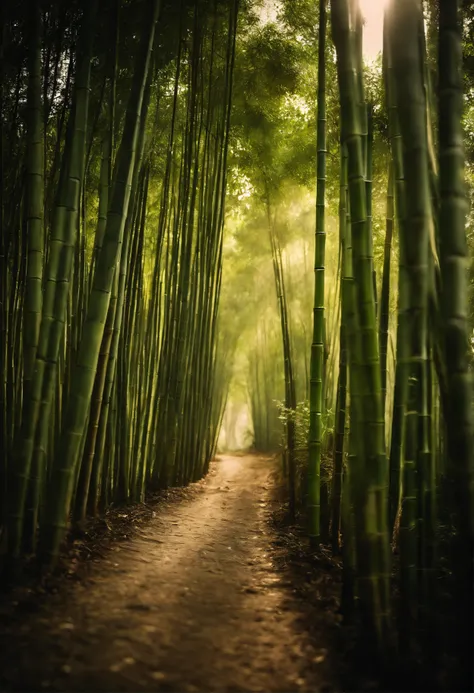 Bamboo bush、One straight road、oblong、Sunshine、