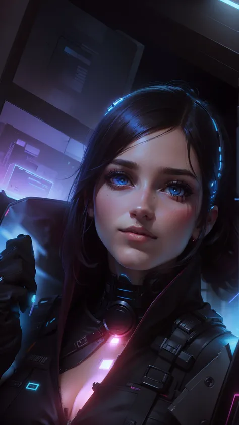 Change background cyberpunk beutiful girl, 8k ultra