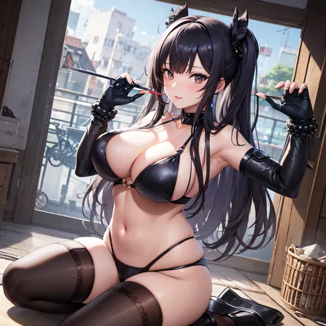 Meisterwerk, anime girls, Sexy braune Haut Azur Lane Waifu, mega big, curvy and super thick breasts, Sixpack-Sit-ups, gefesselt in einem Folterstuhl, Foltermaschine, Ketten, inhaftiert, in einem Keller, Geiseln, Folter, elektrischer Stuhl, Traurig und wein...