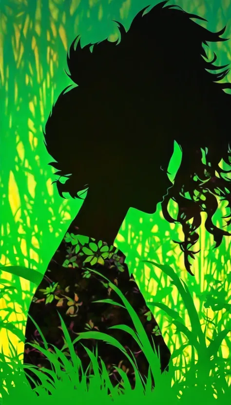 (Silhouette Art,cutouts:1.6)
(((Paper cutting art,A world where only black exists:1.3)

(Cowboy Shot),1 girl,Solo,
(Kimono Girl,profile:1.2),white, Clear and beautiful face,Sunrise behind

break
(morning glow、purpleish color　Green grass:6.1)
Textured glass...