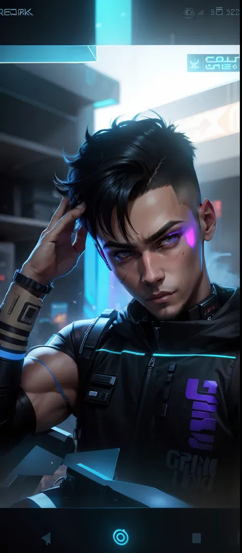 Change background cyberpunk handsome boy. Realface, 8k ultra realstiks