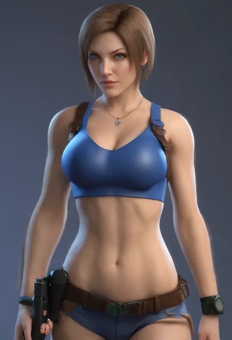 Jill Valentine hiperrealista hiper detallada hermosa y con culo grande NSFW