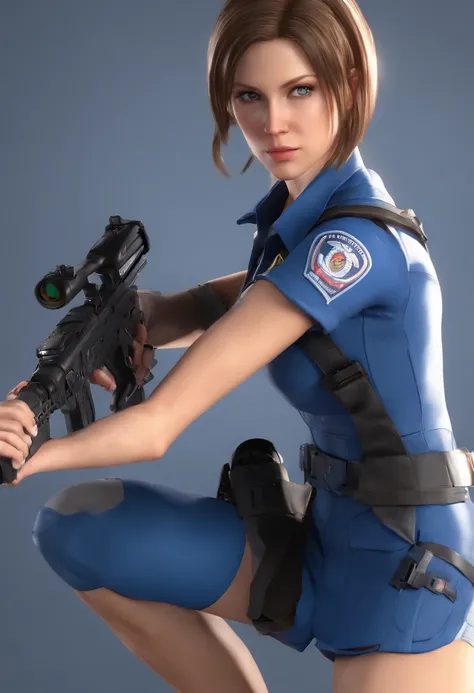 Jill Valentine hiperrealista hiper detallada hermosa y con culo grande NSFW