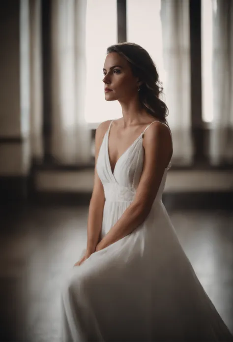 Portrait of a woman in a white dress