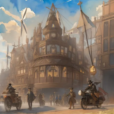 best light,Amazing,dream,((((detailed Steampunk)))),((Victorian era)),sunny,((clear sky)),(depth of field),Hopeful,((sketch)),((((Jiburi)))),((bright color)),(((flat color))),grand space,(((watercolor_(medium)))),(((ink))),(((masterpiece))),((extremely det...