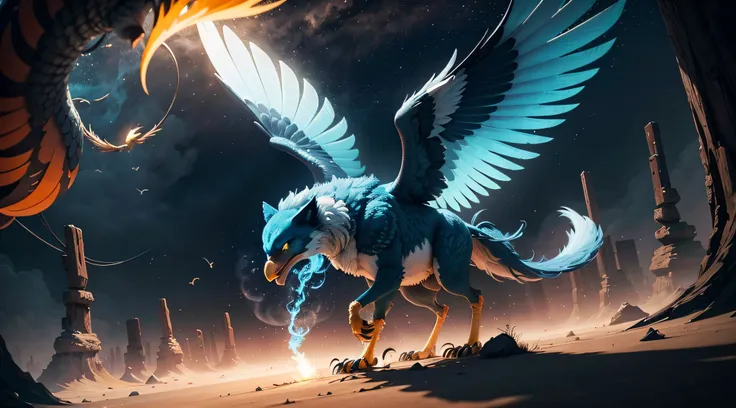 1. Igniflare

Description :
The Fireproofbird is a desert creature whose body is composed of living flames. Its shape evokes that of a majestic fire horse, with a flamboyant mane and glowing eyes. His hooves glow with a golden glow, laissant des empreintes...