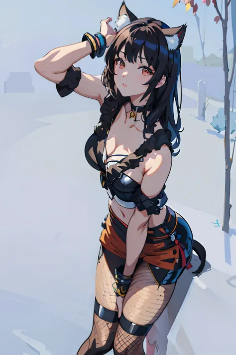 Anime girl with cat ears and cat tail poses for photo, guweiz, Seductive Anime Girl, guweiz on artstation pixiv, guweiz on pixiv artstation, artwork in the style of guweiz, very detailed Artgerm, charming anime girls, anime style 4 k, from girls frontline,...