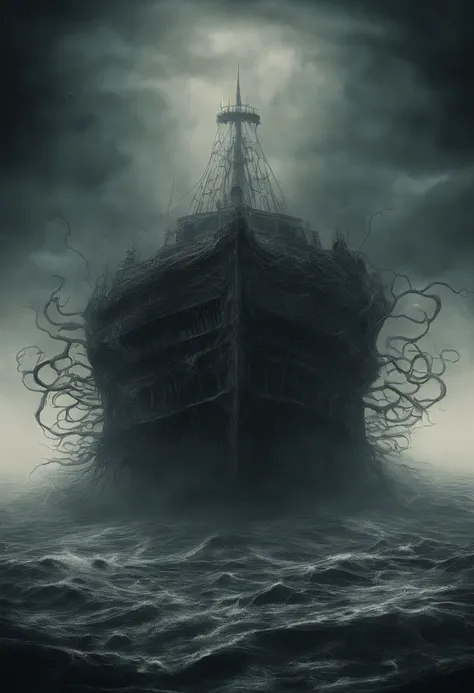 The abyss of the ocean, lovecraftian inspiration, Lovecraftian fear of depths, Lovecraftian atmosphere, lovecraftian, tentacles, eyes looking from the abyss