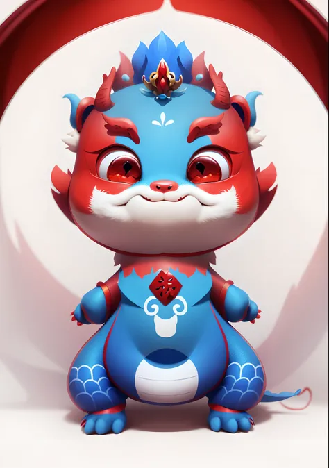 Cartoon of a red dragon with a blue crown on its head, cute little dragon, as an anthropomorphic dragon, inspired by Park Hua, drak, smooth chinese dragon, anthropomorphic dragon, dragon-shaped human, inspired by Gong Xian, inspired by Li Mei-shu, but as a...