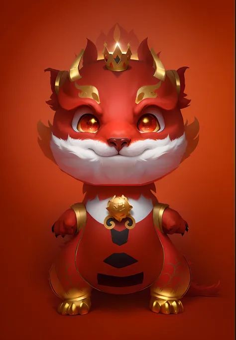 A caricature of a red dragon with a golden crown on his head, cute little dragon, as an anthropomorphic dragon, inspired by Park Hua, drak, Furry Chinese dragon, anthropomorphic dragon, dragon-shaped human, inspired by Gong Xian, inspired by Li Mei-shu, ad...