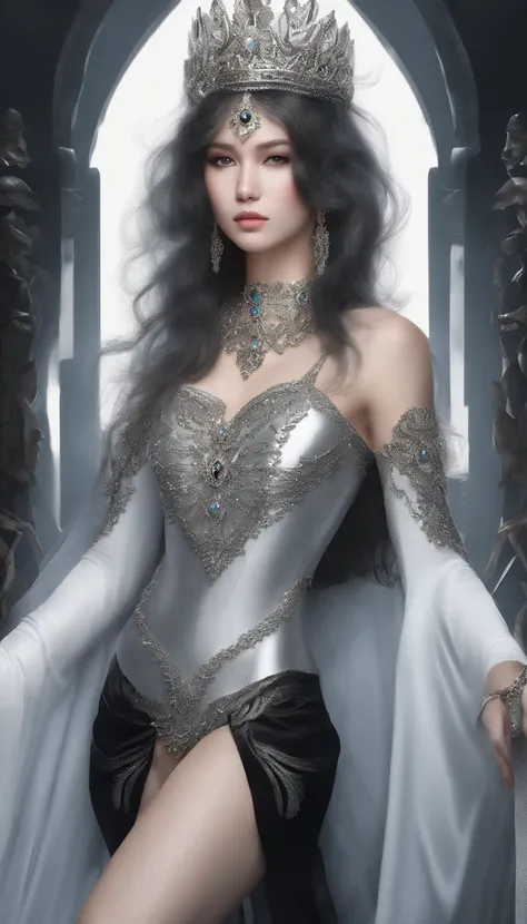 (Highly detailed CG Unity 16k wallpaper:1.1), (Denoising strength: 1.45), (tmasterpiece:1.37), (Beautiful detailed girl), girl with, Solo, Bare shoulders, Flat_nffsw, Diamonds and glaring eyes, beautiful detailed cold face, Very long blue and sliver hair, ...