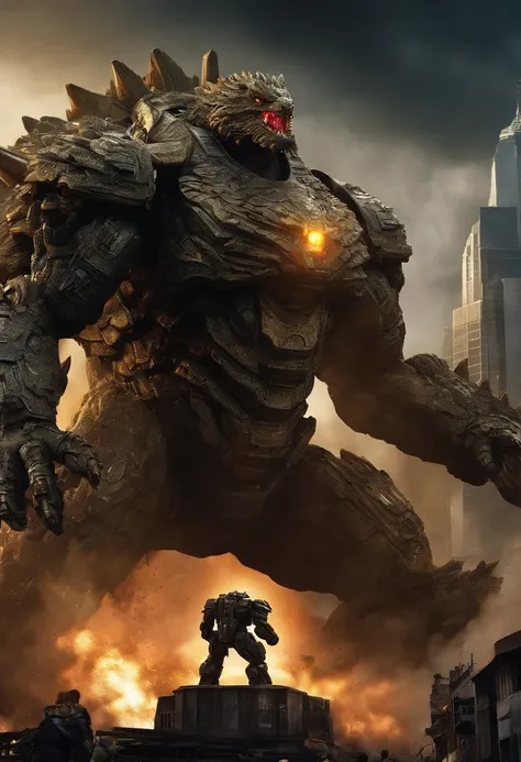 Mecha-Titanus faced Godzilla in a devastated city. A colossal duel broke out, Cannons vs. nuclear blast. Mecha-Titanus used his temporal disruption ray to slow down Godzilla., hit him with a devastating shot, Winning and protecting the city.