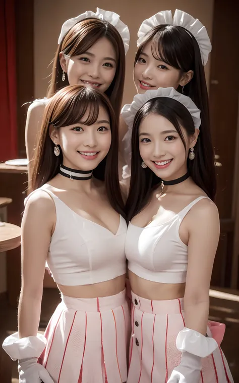 The most attractive female figure in the world, 6 sexiest Japan beauties in the world stand together, The cutest mini skirt maid clothes in the world, The cutest choker in the world, The cutest gloves in the world, The cute earrings, smiling for the camera...