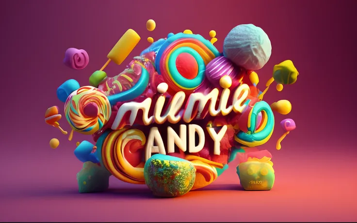 a close up of a colorful candy sign with lots of candies, made of candy, cinema 4d colorful render, cinema 4 d art, made of candy and lollypops, everything is made of candy, inspired by Mike Winkelmann, made out of sweets, by Mike Winkelmann, rendered in c...