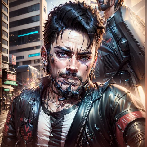 change background cyberpunk handsome boy realistic face. 8k ultra realistic