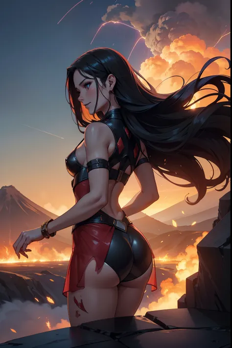 (focus on ass:1.2),(by Kawacy:0.6),red colors,surrounded by bloody drops,exaggerated perspective,cume bloody drops,a hot ass of Lilith,cume in (translucent:1.4) crystal of glitch burning ice,cute smile,8k,(by Agnes Cecile:0.5),Movie Still,Film Still,Cinema...