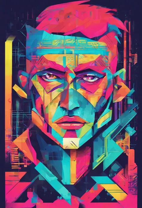 personagem masculino, encapuzado, Cyberpunk, neon blue, mascara, olhos verdes neon