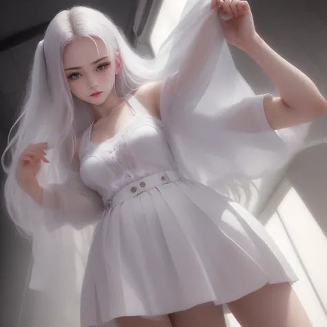 The best people, Masterpiece,the detail, quadratic element, Central hair, 18 years old, Young,Pure white skirt, unrestrained, Fine facial features, Facial details,wet see through clothes，Kizi