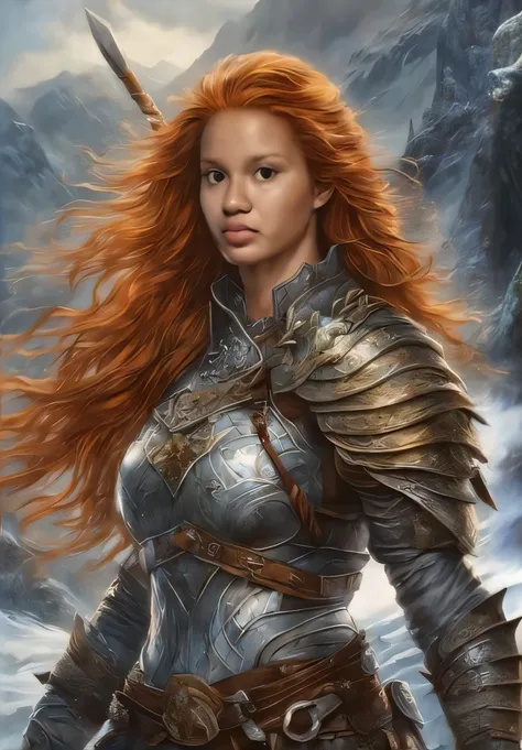 A woman in armor with a sword and a sword in her hand, Magali Villeneuve», Graphic artist Magali Villeneuve, inspirado em Magali Villeneuve, de uma bela cavaleiro feminina, Directed by: Magali Villeneuve, fantasia paladin mulher, cavaleiro feminino bonito,...