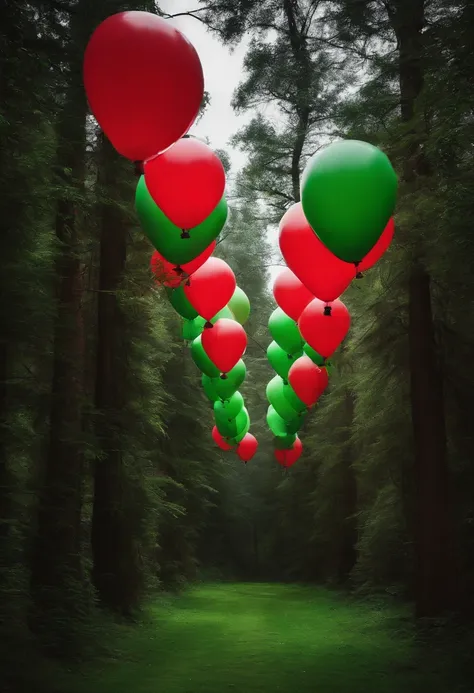 Por favor, Create images of many realistic inflatable balloons in the red ones, pretos e verdes.