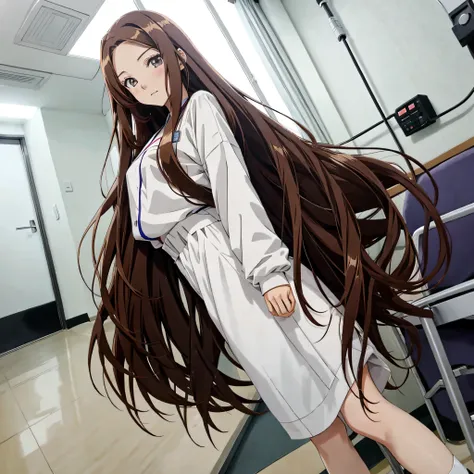 long hair anime girl, anime visual of a young woman, beauty anime visual, a female anime character, brown hair，center division，h...